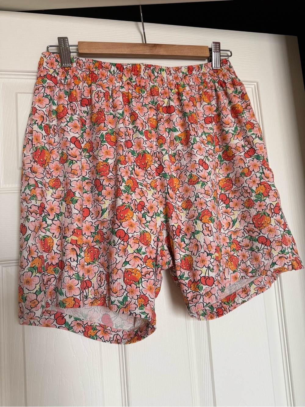 Blackbough Strawberry Cherry Floral Swim Trunks | Preppy Board Shorts | Size M